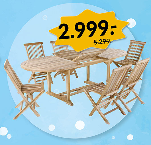 MALAGA KØLN TEAK HAVEMØBELSÆT - VINTERSALG